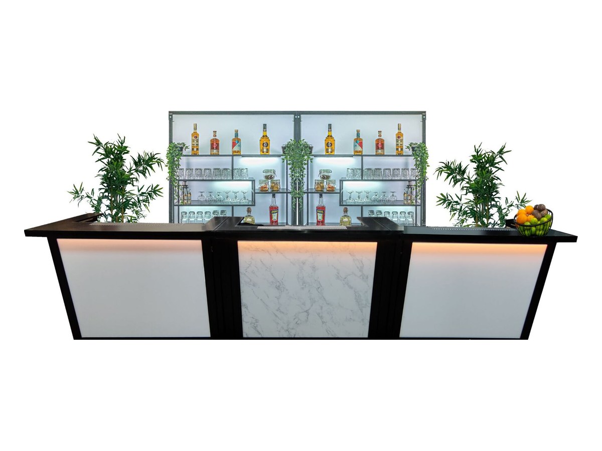 Triple Bar White + Backbar & Plants