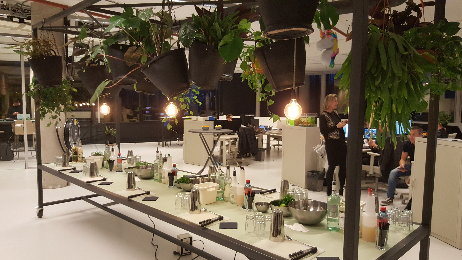 Workshop opstelling met planten