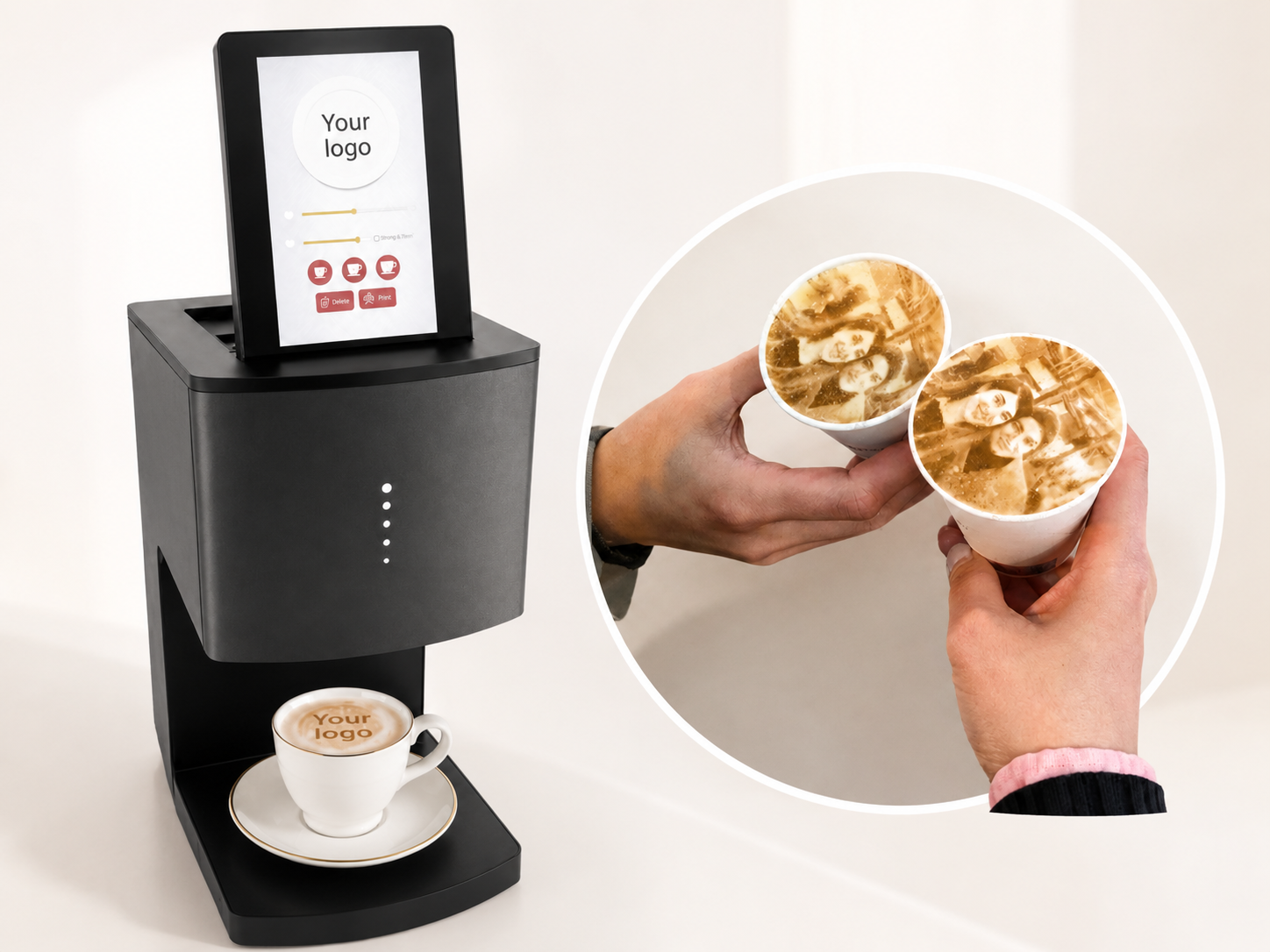 Custom logo of selfie op je koffie