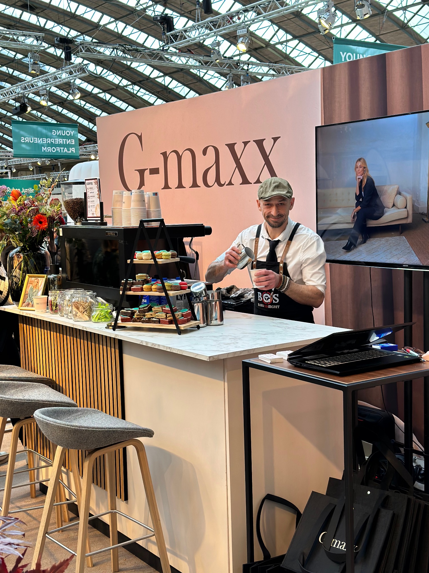 Branded koffiebar op een bedrijfsevent